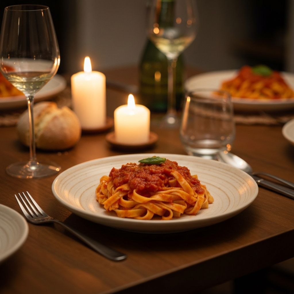 Homemade pasta dish beautifully plated